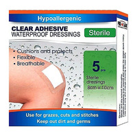 PRO+CARE Hypoallergenic Clear Adhesive Waterproof Dressing (8x10cm) 5PK
