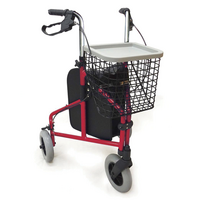 Tri Wheel Walker (125kg) (Red  | With basket)